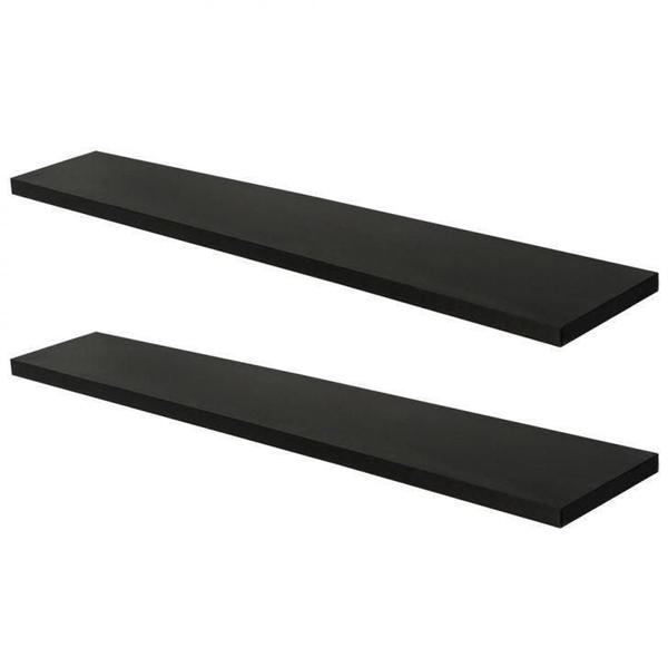 Imagem de 2 Prateleiras Mdf 100X15 Preto Com Suporte Invisivel