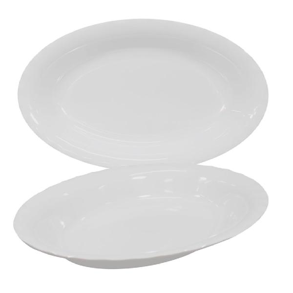 Imagem de 2 Pratos Saladeira Travessa Melamina Oval Buffet Salada 26cm