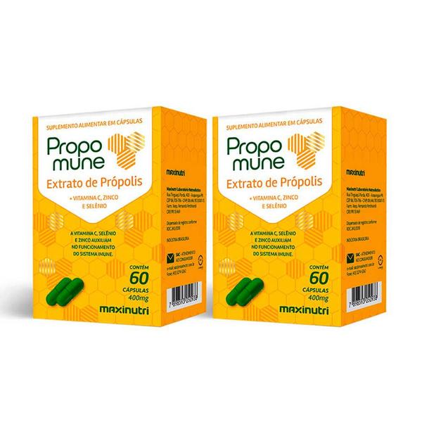 Imagem de 2 Propomune Própolis Vitamina C 60 Capsulas  Maxinutri