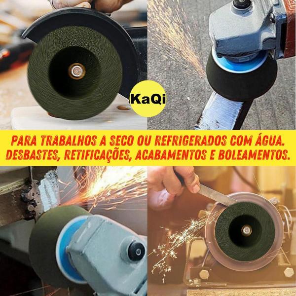 Imagem de 2 Rebolos Copo Cônico 4 Polegadas Grão 120 Rosca M14 Forcety