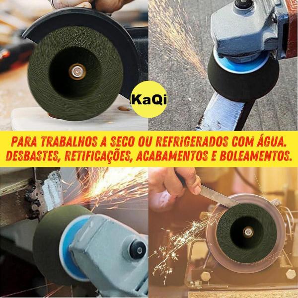 Imagem de 2 Rebolos Copo Cônico 4 Polegadas Grão 120 Rosca M14 Forcety