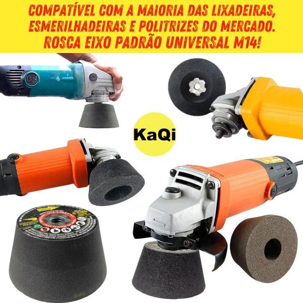 Imagem de 2 Rebolos Copo Cônico 4 Polegadas Grão 120 Rosca M14 Mármore