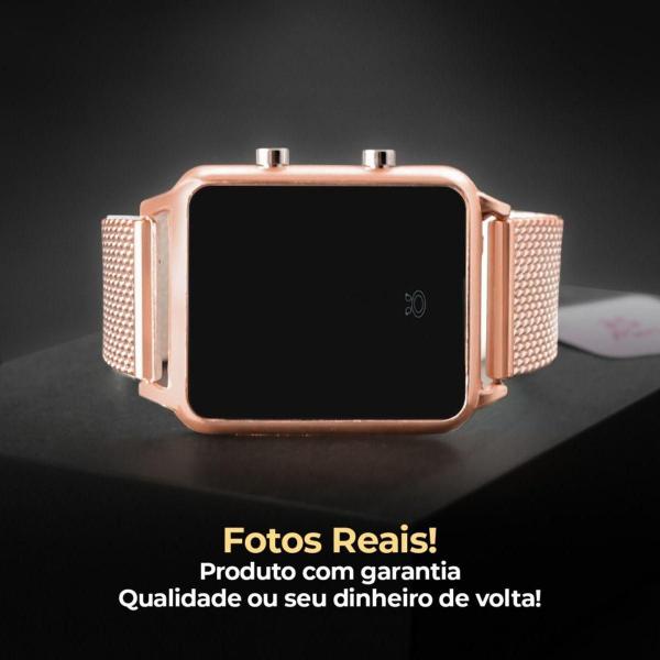 Imagem de 2 Relogio Feminino Digital Led Rose + Oculos Sol + Caixa