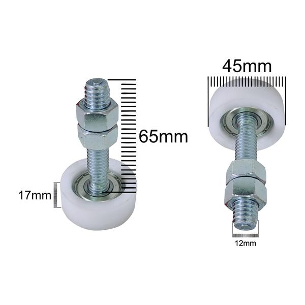 Imagem de 2 Roldanas P/ Guia Superior Portão Deslizante 45mm Aço/nylon