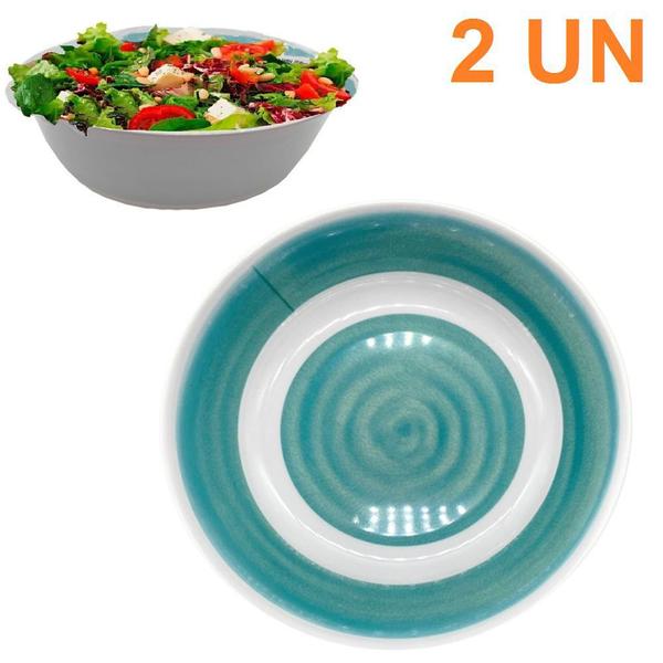 2 Saladeira Bowl Grande Kit Cumbuca em Melamina Verde 800ml - Bw Boutique Imagem de 2 Saladeira Bowl Grande Kit Cumbuca em Melamina Verde 800ml