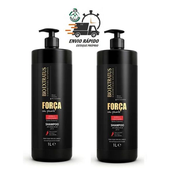 Imagem de 2 Shampoo 1l Força Pimenta Acelera Crescimento Bio Extratus