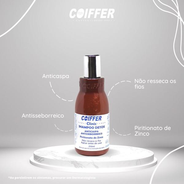 Imagem de 2 Shampoo Detox Coiffer Clinic 250ml anti caspa e seborreia