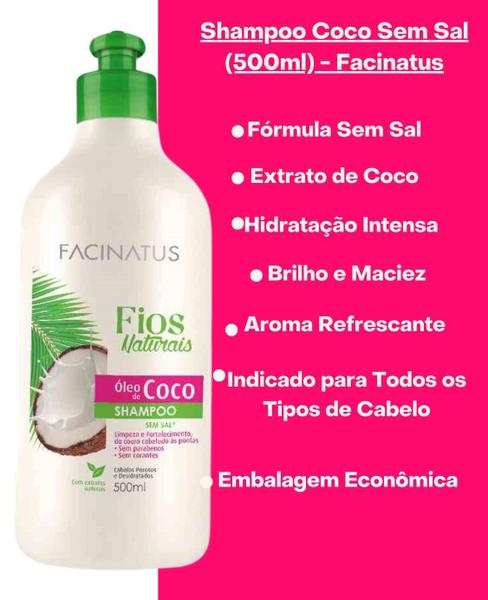 Imagem de 2 Shampoo Profissional Óleo De Coco 2X500Ml Facinatus Kit