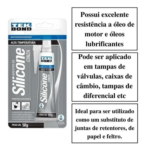 Imagem de 2  Silicone Alta Temperatura Automotivo Cinza Tek Bond 50g