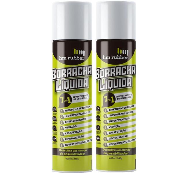 Imagem de 2 Spray Borracha Líquida Aerosol Hm Rubber 400ml BRANCO