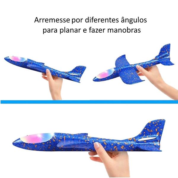 Imagem de 2 Super Avião Planador Grande 50cm para Arremessar Faz Manobras com Luz