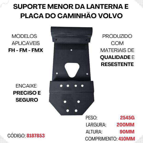 Imagem de 2 Suporte Da Lanterna e Placa Caminhão Volvo FH/FM/FMX