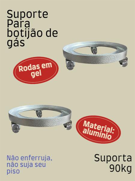 Imagem de 2 Suporte Para Botijão De Gás Reforçado Giratório Branco