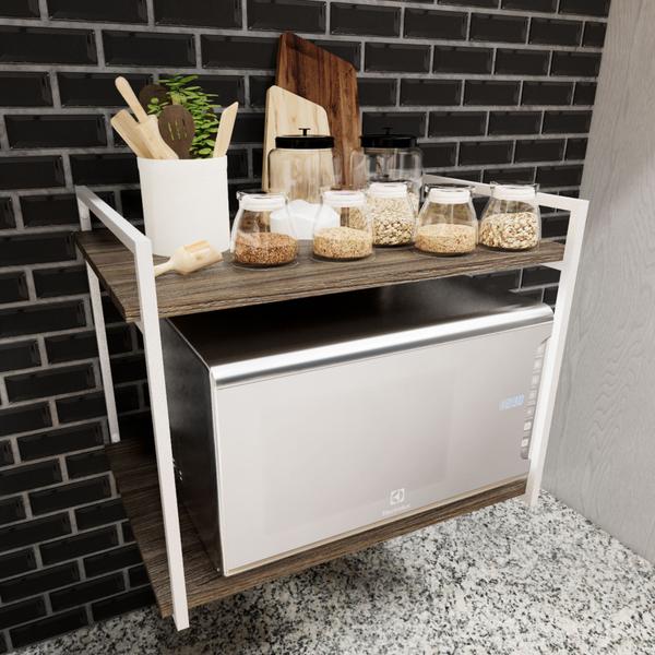 Imagem de 2 Suporte Prateleira Industrial Forno Microondas 45cm Branco