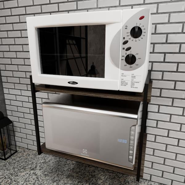 Imagem de 2 Suporte Prateleira Industrial Forno Microondas 45Cm Preto