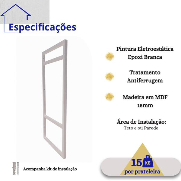 Imagem de 2 Suporte Prateleira Nicho Industrial Suspensa Parede Teto