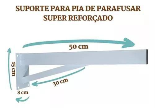 Imagem de 2 Suportes Para Pia Parafusar Super Reforçado 50cm 2 Branco