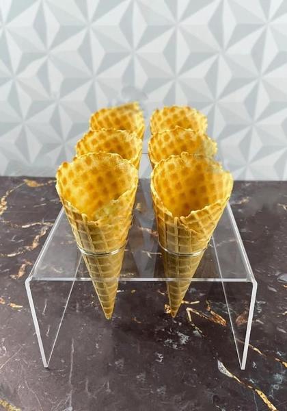 Imagem de 2 Suportes Temaki Cones Sorvete Casquinhas Acrílico 6 Cones