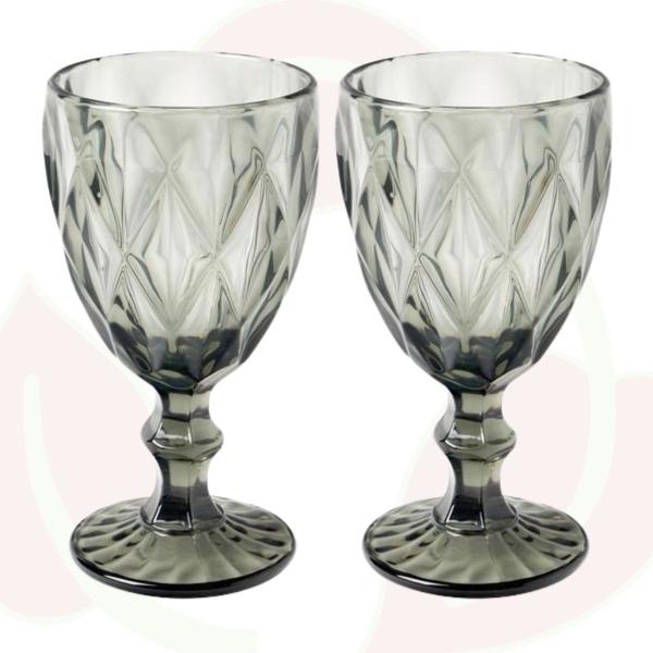 Imagem de 2 Taça Cinza Metalizada 340ML Diamond Vidro Elegante Chic Luxo