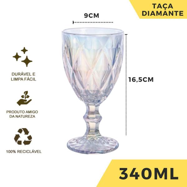 Imagem de 2 Taça Diamante 340ML Furta Cor Eventos Água Suco Rainbow