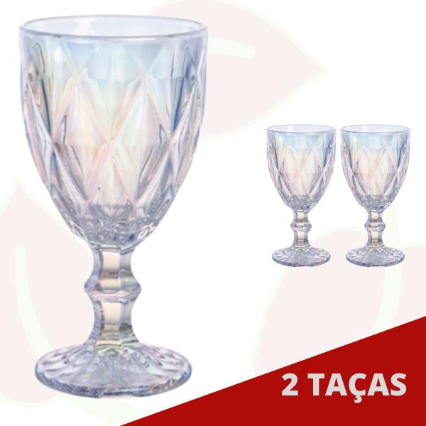 Imagem de 2 Taça Diamante Furta-Cor 340ML Suco Água Elegante Buffet