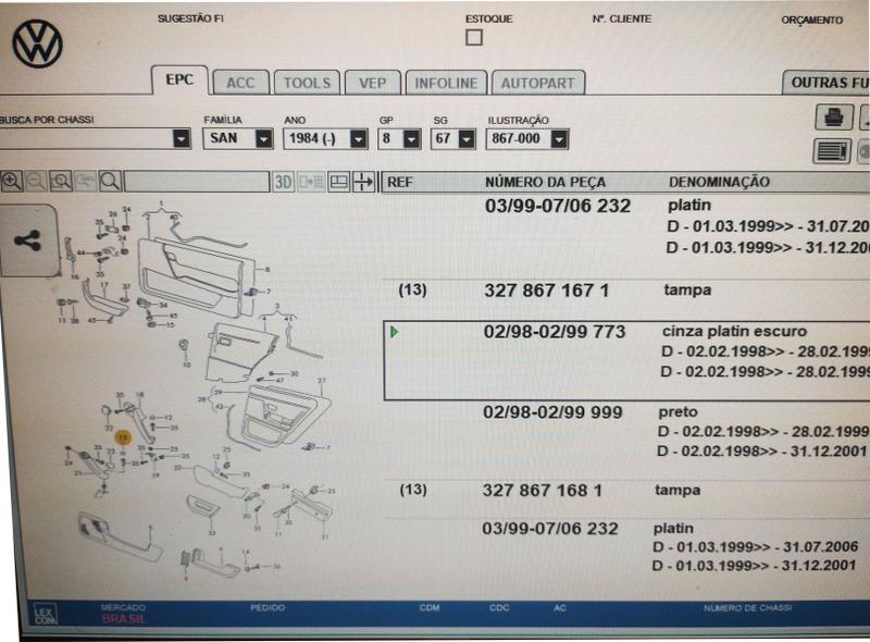 Imagem de 2 tampa parafuso inf puxador porta santana 98 99 original vw