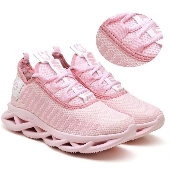 Imagem de 2 Tênis Feminino Caminhada Macio Confortavel Rosa/Branco