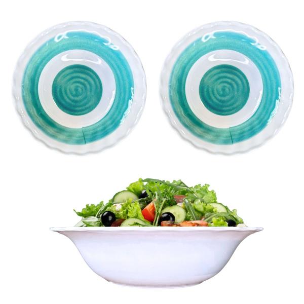 Imagem de 2 Tigelas Bowl Saladeira 1200ml Melamina Espiral Luxo 1,2L