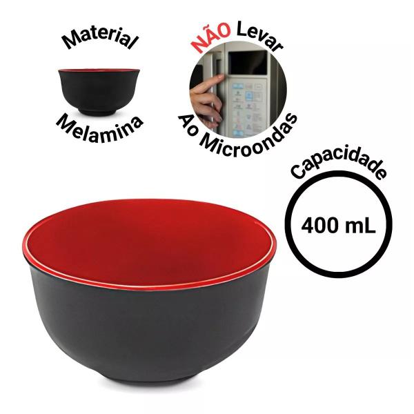 Imagem de 2 Tigelas Cumbuca Bowl em Melamina 400ml Oriental Japones