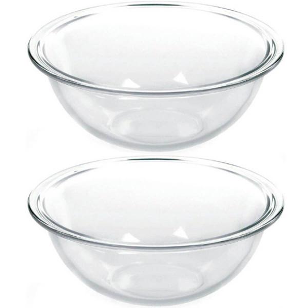 Imagem de 2 Tigelas de Vidro Marinex Plus Astral 1,5L Potes Redondos Transparentes Bowls sem Tampa