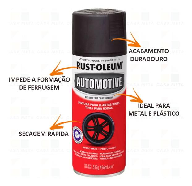 Imagem de 2 Tinta Spray Para Rodas Carro Antiferrugem Metal Rust Oleum