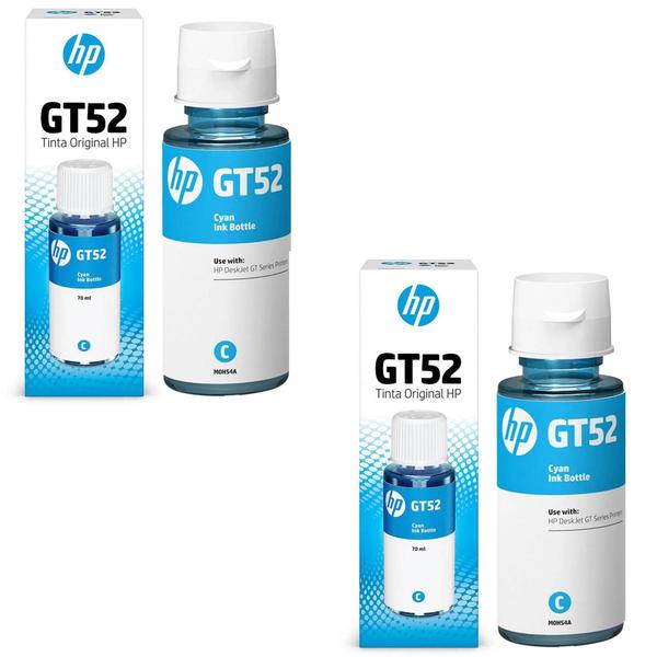 Imagem de 2 Tintas HP GT52 GT 52C M0H54AL Ciano  GT5822 Ink Tank 416 517 532 617  Original 70ml