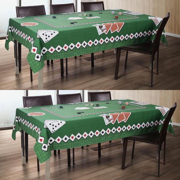 Imagem de 2 Toalha de Mesa Cassino Cartas Jogos Retangular Aveludada