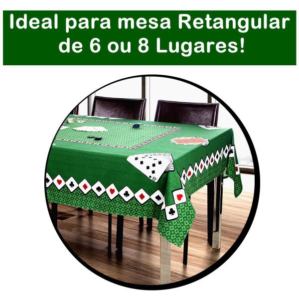 Imagem de 2 Toalha de Mesa Cassino Cartas Jogos Retangular Aveludada