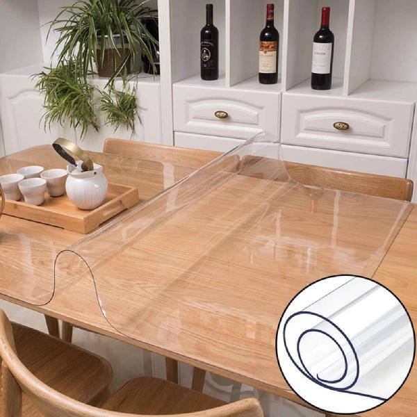 Imagem de 2 Toalha De Mesa Plastico Transparente Impermeável 130x50cm