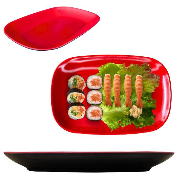 2 Travessas Prato em Melamina Restaurante Japones 20x13cm - Fx Imagem de 2 Travessas Prato em Melamina Restaurante Japones 20x13cm