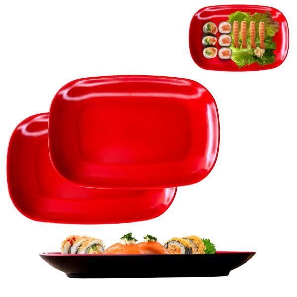 2 Travessas Prato em Melamina Restaurante Japones 20x13cm - Fx Imagem de 2 Travessas Prato em Melamina Restaurante Japones 20x13cm
