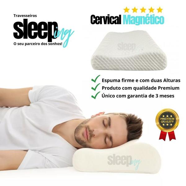 Imagem de 2 Travesseiro Cervical Pillow Magnetico Ortopedico Anti Ronco