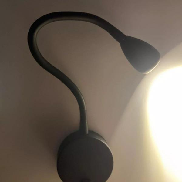 Imagem de 2 Un Arandela Foco Movel Preto Cabeceira Leitura Led 3W 3000K Ali29