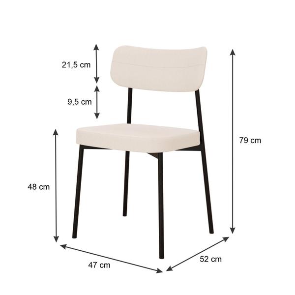 Imagem de 2 Un. Cadeira Fixa Estofada Mynna Tecido