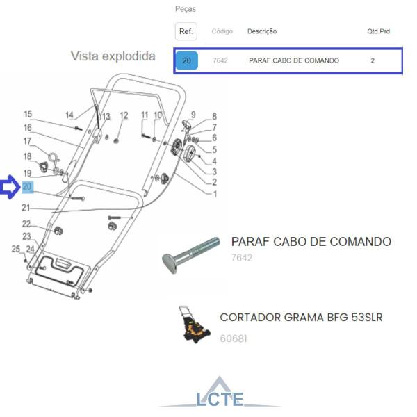 Imagem de 2 Uni Parafuso do Cabo de Comando Cortador de Grama BFG 50SL