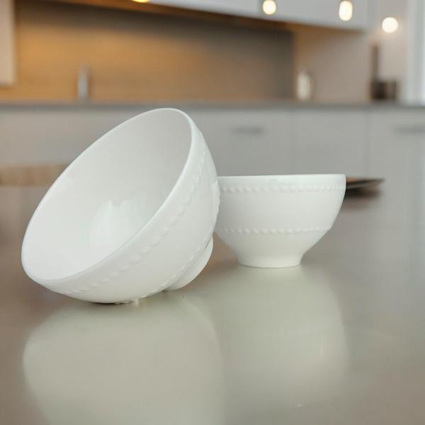 Imagem de 2 Unidades Bowl Branco de Porcelana 350ml Relevos Bolinhas