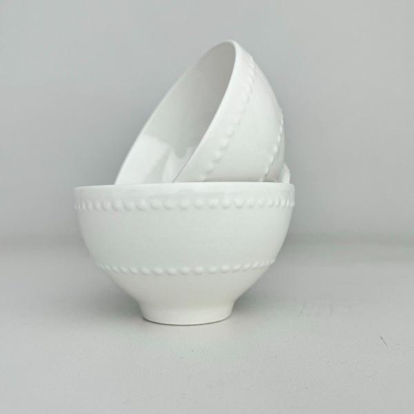 Imagem de 2 Unidades Bowl Branco de Porcelana 350ml Relevos Bolinhas