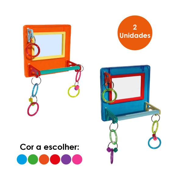 Imagem de 2 Unidades Brinquedo Multiplay Diversão c/ Poleiro e Espelho Bird Toy Playground - Passaros Diversos