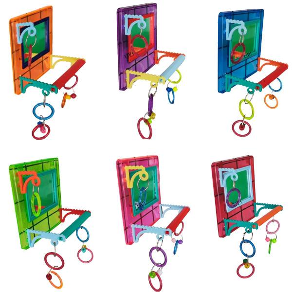 Imagem de 2 Unidades Brinquedo Multiplay Diversão c/ Poleiro e Espelho Bird Toy Playground - Passaros Diversos