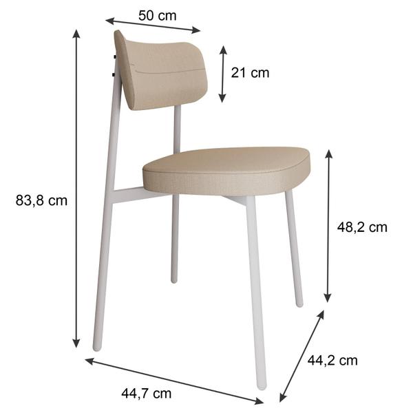 Imagem de 2 Unidades Cadeira Alloa fixa C/4 Pés 50 X 44,7 X 83,8 cm Pés Brancos