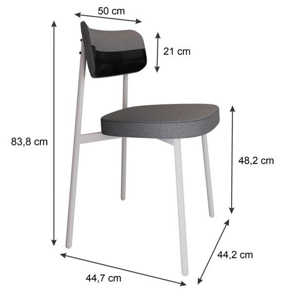 Imagem de 2 Unidades Cadeira Alloa fixa C/4 Pés 50 X 44,7 X 83,8 cm Pés Brancos