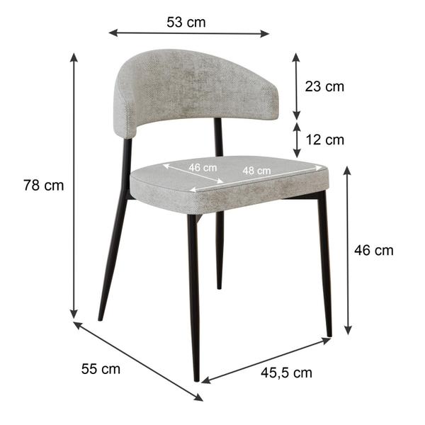 Imagem de 2 Unidades Cadeira Bless Fixa C/4 Pés 55 X 52,5 X 77,5 cm