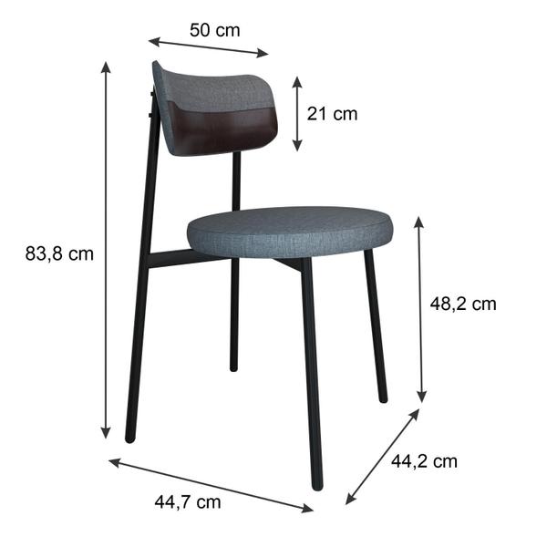 Imagem de 2 Unidades Cadeira Kyta fixa C/4 Pés 50 X 44,7 X 83,8 cm