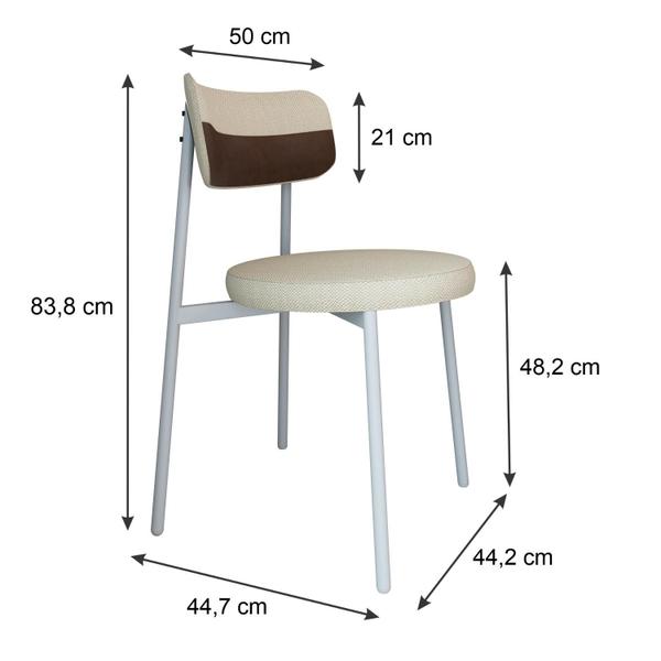 Imagem de 2 Unidades Cadeira Kyta fixa C/4 Pés 50 X 44,7 X 83,8 cm Pés Brancos